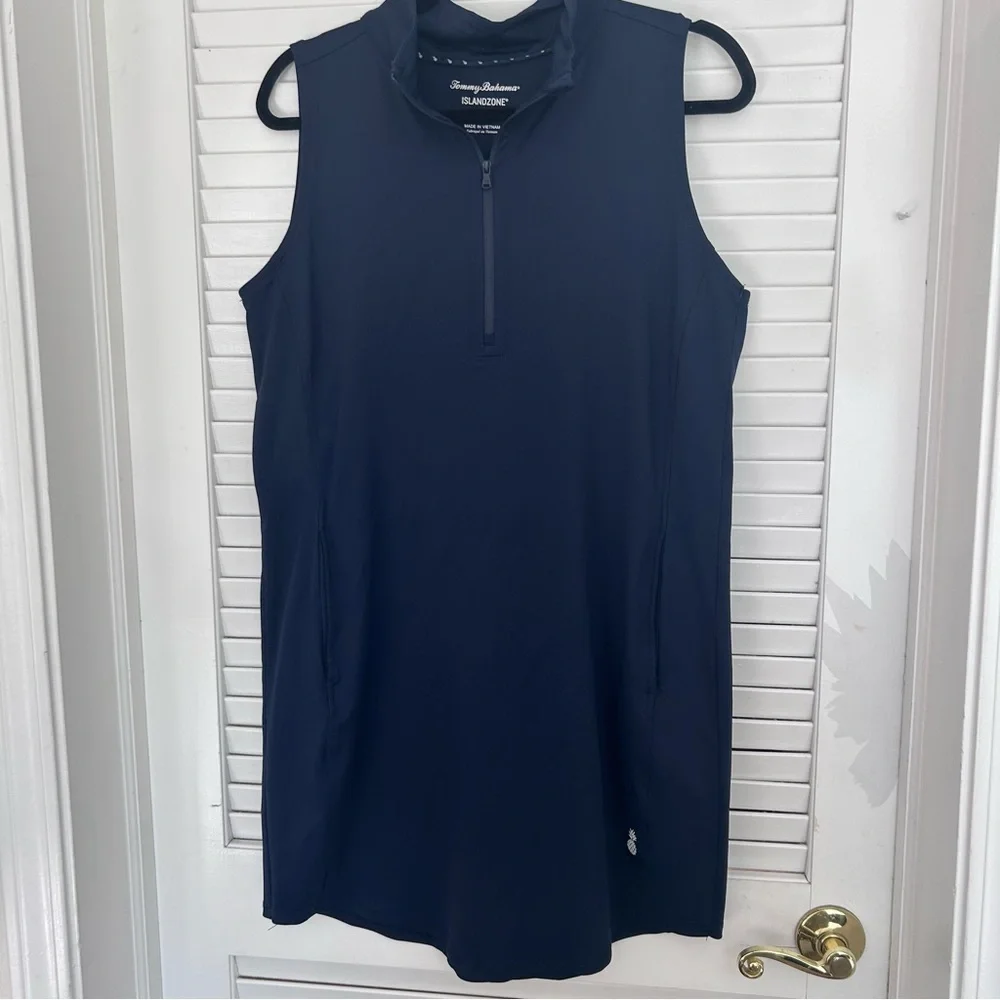 Tommy Bahama golf dress island zone navy blue large half zip tunic pockets - Picture 5 of 6